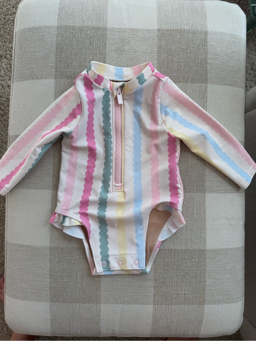 Old Navy Pastel Stripe Long-Sleeve Baby One-Piece